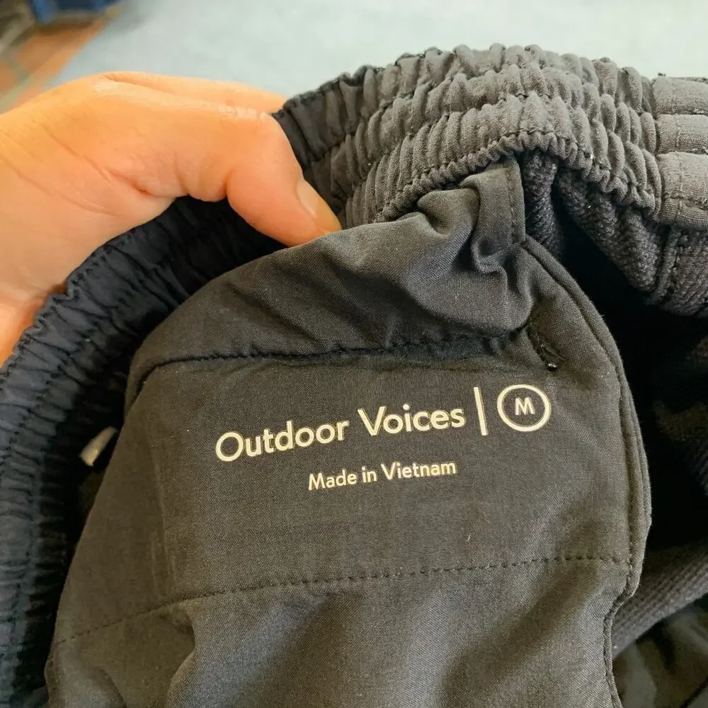 Outdoor Voices Pants Mens M Medium Black Nylon Blend Stretch Cropped Drawstring
